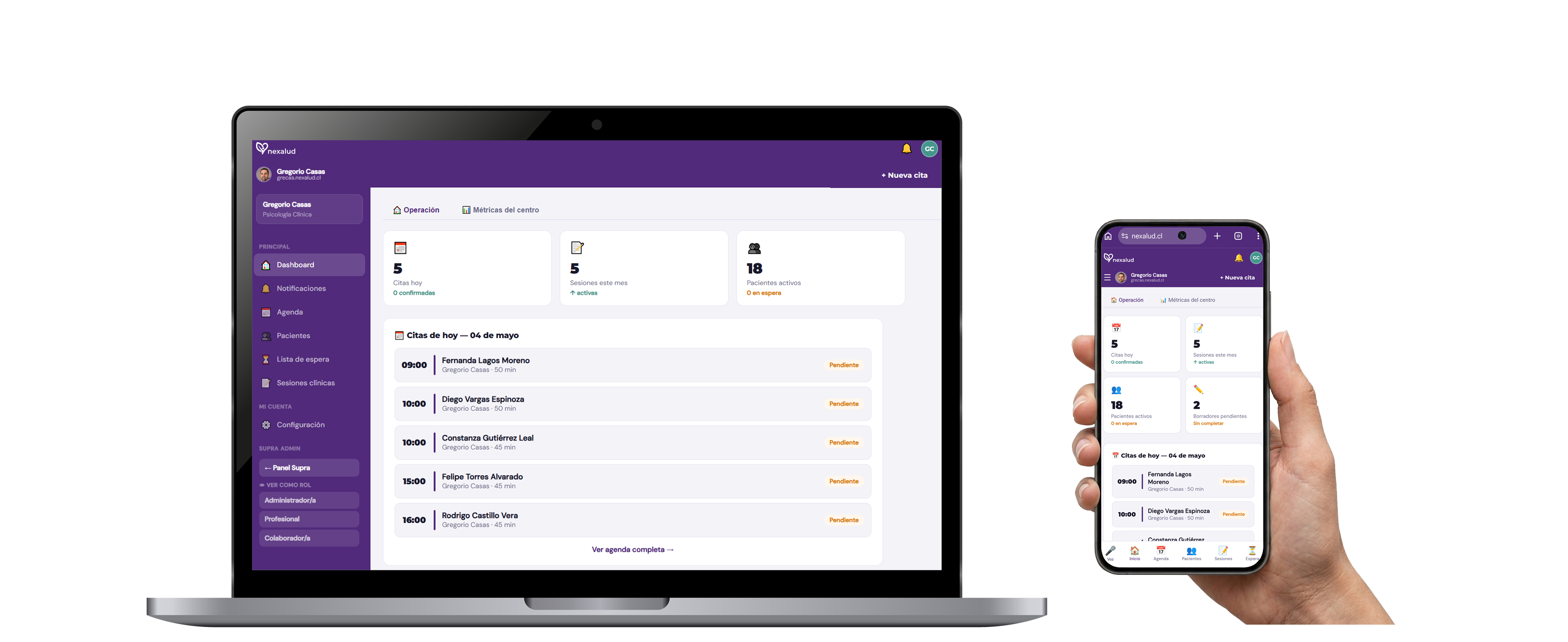 Dashboard Nexalud SOLO en PC