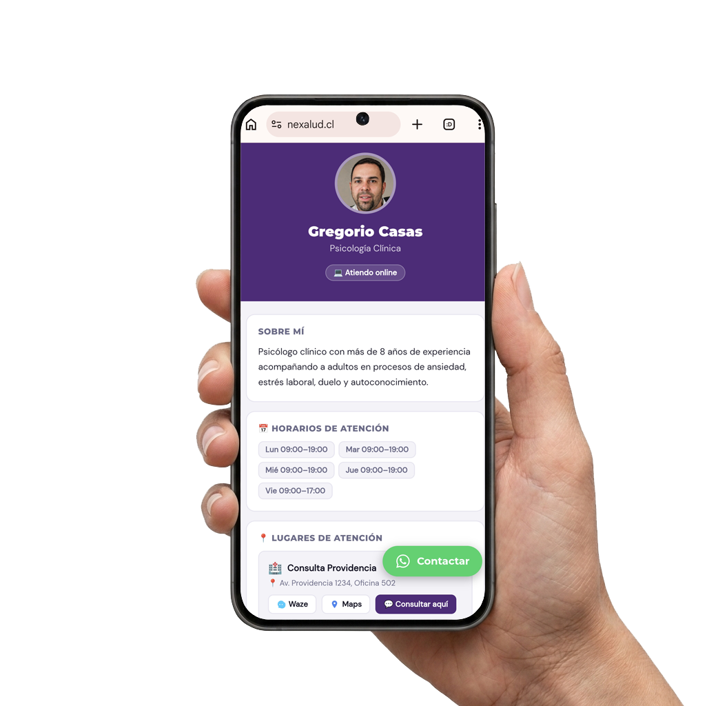 Perfil público Nexalud SOLO en móvil
